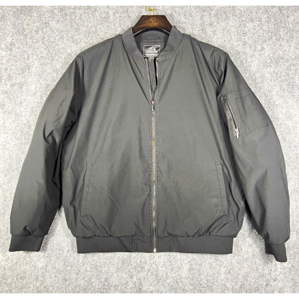 Outdoor Jacket Men's XL Black Bomber Jacket Full Zip Utility Lightweight